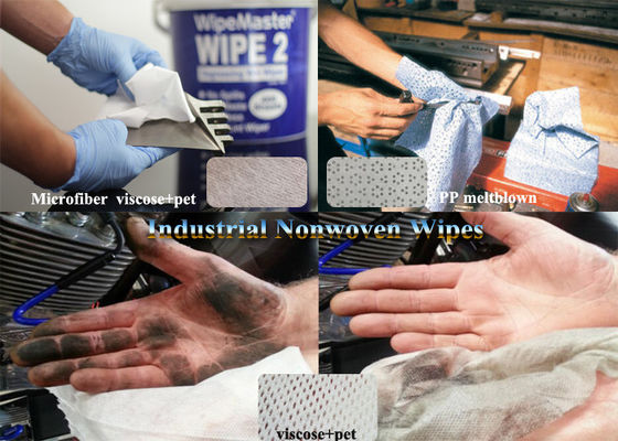 China ISO White Viscose+pet,Microfiber,Woodpulp Oil Absorbent Industrial Use Spunlace Nonwoven Wipes supplier